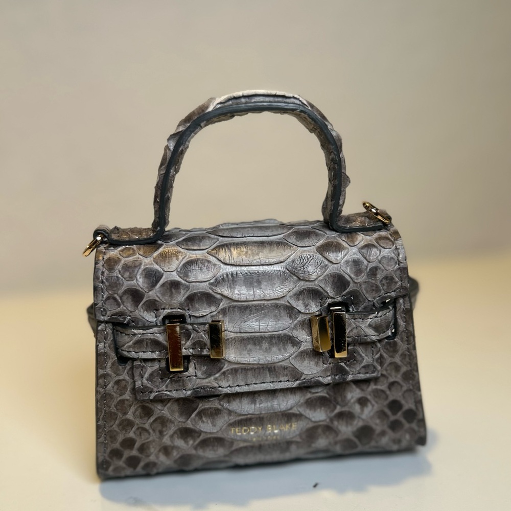 Teddy Black Python Skin Mini Top Handle bag